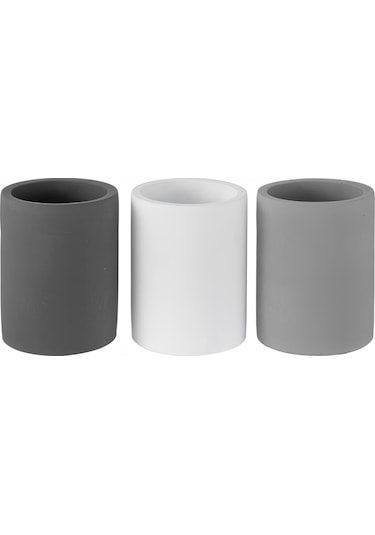 Dekoratif Beton Kalemlik 3 Lü Set Minimalist Organizer, Vazo, Saksı Ve Diş Fırçalık Çok Renkli