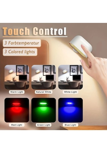 Honeybeeshop Siyah Modern Manyetik Duvar Lambasi Uzaktan Kumandali 360 Derece Doner Dokunmatik Rgb Renk Degisen Usb Sarjli Gece Lambasi Yatak Oturma Odasi Koridor Icin Siyah