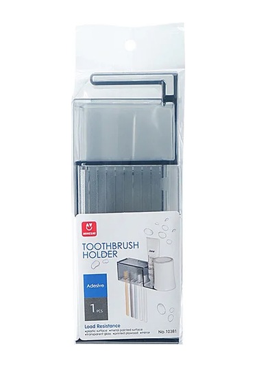 Banyo Rafları Duvara Monte Diş Fırçası Diş Macunu Tutucu Vantuz Depolama Rafı Gray Gri