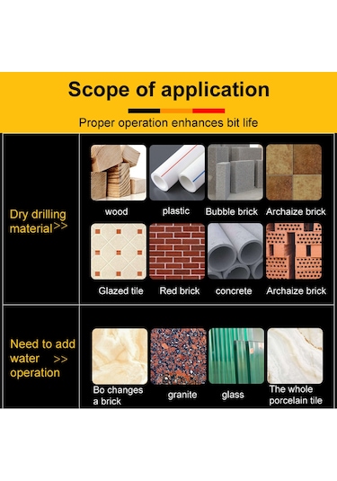 Fosenze Çelik Karbür Matkap Ucu Seti, Cam, Seramik, Duvar, Ahşap Delme İçin Çok Amaçlı 5'li 3-4-5-6-7mm Delme Aleti Seti