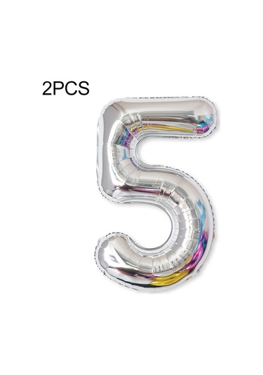 2 Adet 40 İnç Alüminyum Folyo Numarası Balonlar Doğum Günü Düğün Nişan Partisi Dekor Çocuk Topu Malzemeleri 5-gümüş