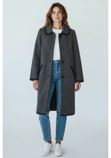 Kadın Önü Düğmeli Cepli Kalın Triko Hırka Vizon