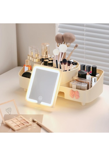 Aydınlatmalı Aynalı Döndürülebilir Makyaj Düzenleyici Krem