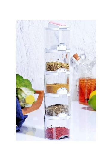 Akrilik Renkli Geçmeli 5'li Bremen Pratik Baharatlık Seti 12x8x25 Çok Renkli
