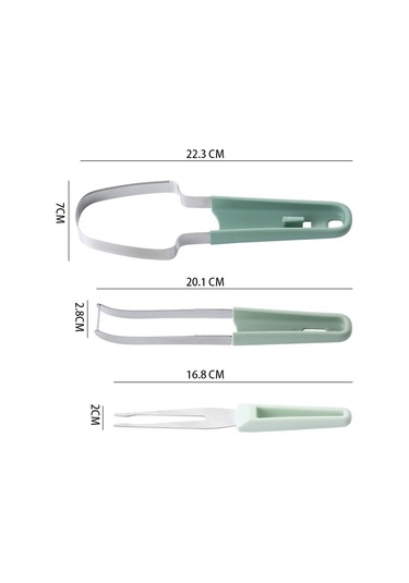 Konesam Çelik Meyve Dilimleyici, Karpuz Kesici, Meyve Kırpıcı Ve Toplayıcı 3'lü Set - Sağlıklı Mutfak Aleti Mavi Diğer