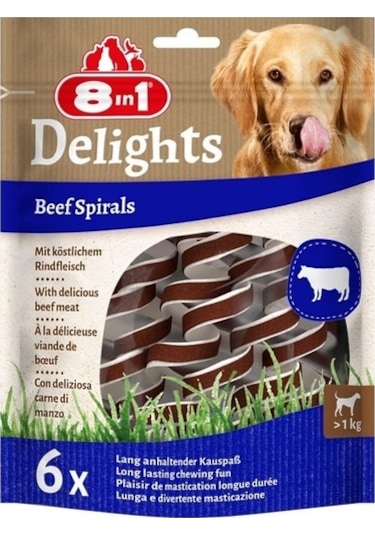 8in1 Smart Delights Beef Spirals Biftekli Burgu Köpek Ödülü 6'lı