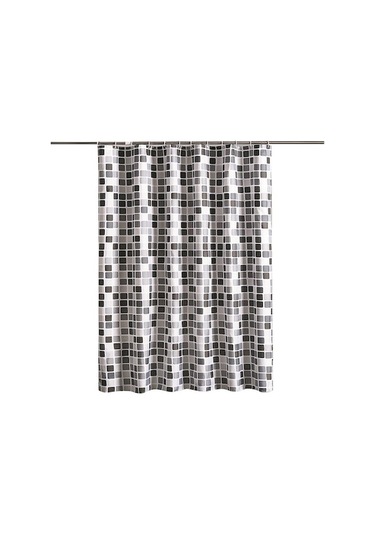 Su Geçirmez Banyo Perdesi - 150x200cm Kalın Polyester, 10 Adet Kancalı Gri Gri