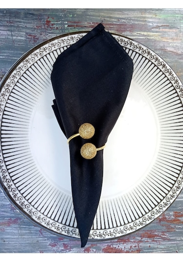 12'li Gold Halkalı Simli Gold Boncuklu Peçete Yüzüğü