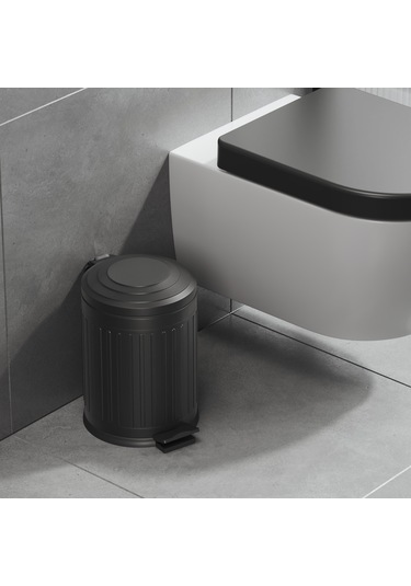 Aqua Bagno Midas Çöp Kovası -pedallı 5 Lt. , Mat Siyah Siyah