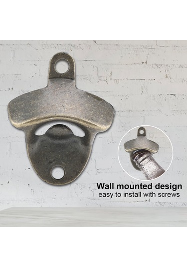 Geeroyoo Bronz Renkli Çelik Duvar Tipi Bira Açıcı - Anti Paslanmaz, Dayanıklı, Bar Ve Ev Kullanıma Uygun 1 Adet Diğer