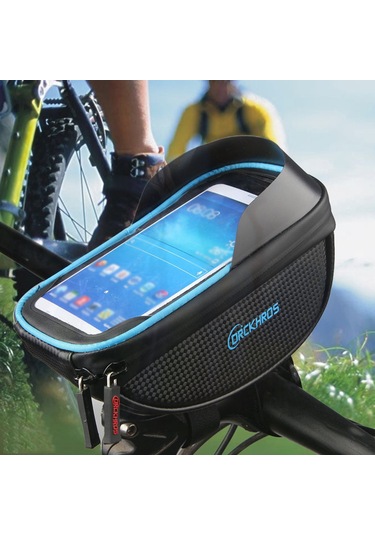 Youtek Bisiklet Gidon Çantası - Su Geçirmez Dokunmatik Telefon Kılıfı, Güneşlikli, Siyah Çok Renkli