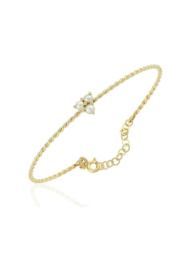 Altın Bilezik - Mini İncili Burgu 14 Ayar Altın Bilezik Sarı