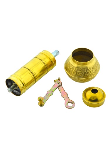 Fantom Pirinç El Yapımı Kahve Karabiber Değirmeni Öğütücü 19cm Sarı