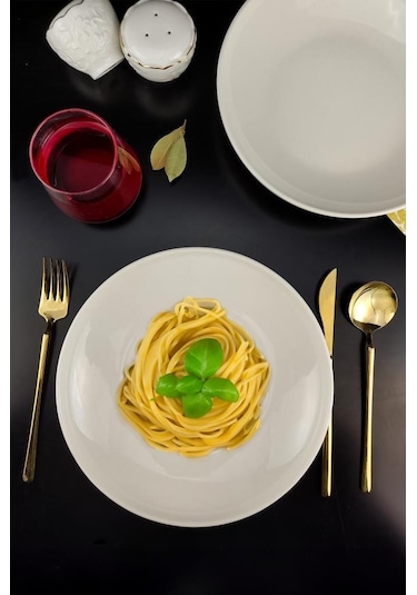 Digithome Semazen 1 Adet Porselen Makarna Tabağı 24 Cm Krem Tl4052341