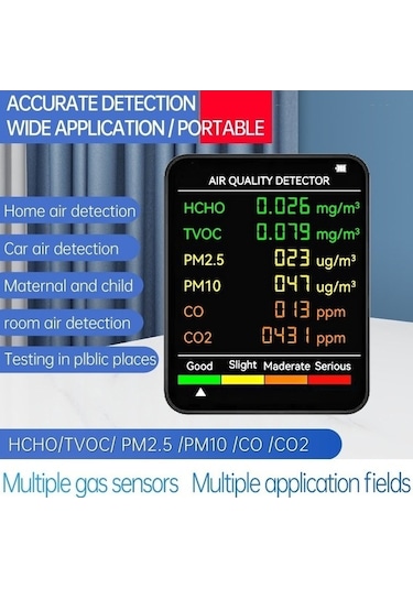 Xinxin Pm2.5/pm10 Hava Kalitesi Dedektörü İç Mekan Hava Kalitesi Monitörü Siyah