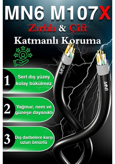 MN6 M107X 25 metre ethernet kablo/UTP 0.57mm Cat6 Iki Kat Korumalı/Dış Mekan/25 Metre Cat6 kablo
