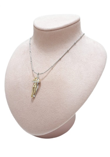 Çelik Kolye Sarılan Çift Kadın Erkek Figürlü Dorika Zincir 41 Cm Ayarlanabilir Altın Sarısı Gold Gold