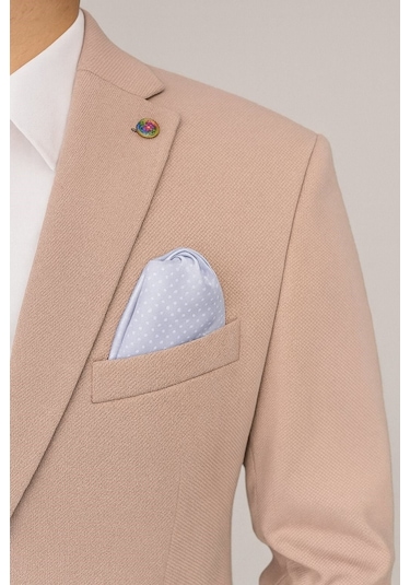 Vizon Erkek Blazer Ceket Esnek Comfort Kumaş, İtalyan Kesim, Tek Düğmeli Slim Fit Şık Model Vizon