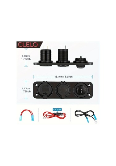 Xuweiwei Clelo 12v Araç Için 1 Set Çift Usb Ve Type-c Şarj Led Ekranlı Rv Tekne Ve Araçlar Için Hızlı Şarj Bağımsız Açma Kapama Düğmeli 12v 24v Araçlar Için Uygun