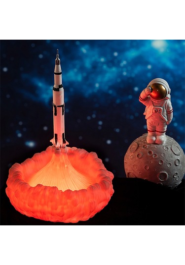 3d Baskı Roket Masa Lambası Komidin Lambası Sıcak Led Beyaz L6165-4 Beyaz