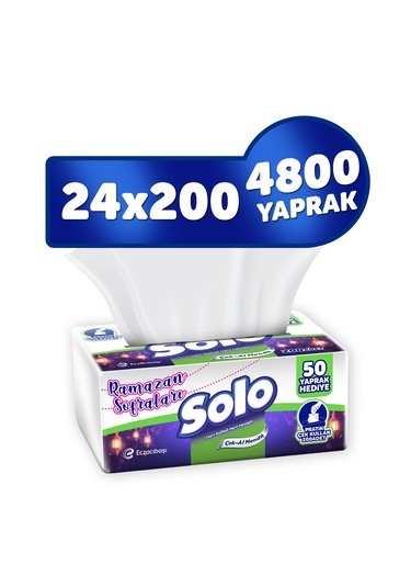 Solo 24'lü Çek-al Kağıt Mendil 3600 Yaprak +1200 Yaprak Hediye
