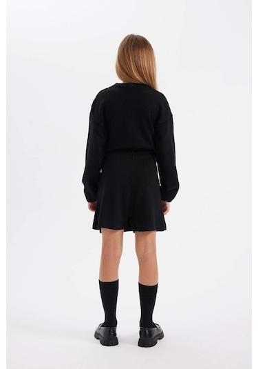 DeFacto Kız Çocuk Siyah Basic Düz Okul Şort Etek A7172A824WNBK27 Siyah