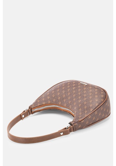 Housebags Kadın Logo Desenli Kahverengi Oval Omuz Çantası 240 Logo Desenli Kahverengi