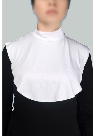 Altobeh Düz Balıkçı Yaka Boğazlı Penye Tesettür Kadın Yakalık Boyunluk - Beyaz