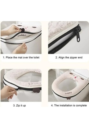 Tongxida Yumuşak Yastık Su Peluş Pedi Mor Klozet Kapağı Karikatür Evrensel Dört Banyo Hayvan Geçirmez Fermuar Kalınlaşmış Isıt Mor