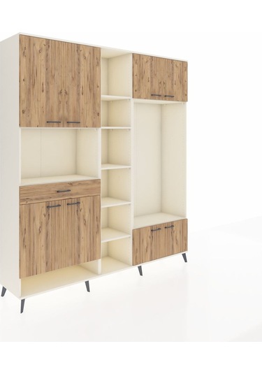 Hyperion Dolap 12 Raflı Tek Çekmeceli 8 Kapaklı 220x44x243 Aytaşı-çam/çam Atlas Çam/atlas Çam