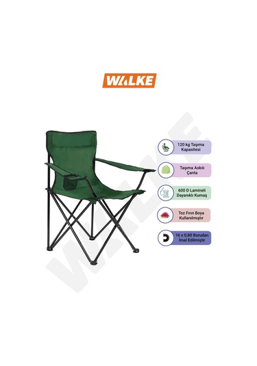 Walke Katlanabilir Kamp Sandalyesi Piknik Sandalyesi Plaj Sandalyesi Yeşil Taşıma Çantalı Yeşil
