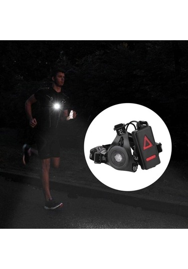 Ulzyvf Usb Siyah Şarj Mekan Led Lambası Koşu Işıkları Göğüs Gece Feneri El Dış Çalışan Qj Siyah