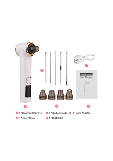 Youtek "güçlü Emişli 500mah Şarjlı Siyah Nokta Temizleme Cihazı - 5 Başlıklı Profesyonel Cilt Bakım Seti"
