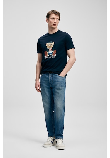 Lufian Teddy Modern Grafik T- Shirt Lacivert Lacivert 111020305100200 Lacivert