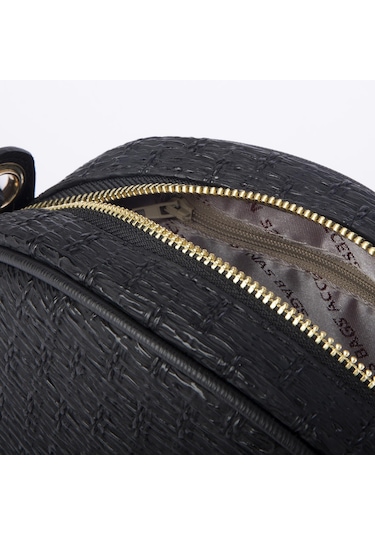 Nas Bag Kadın Mini Çapraz Hasır Görünümlü Çanta Siyah Hasır 21x16x8 Cm Siyah