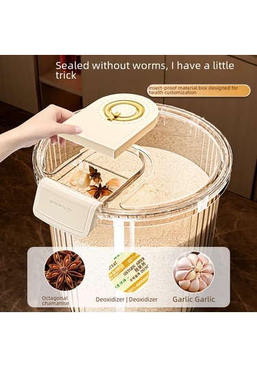 Yifomall Ev İçin Gıda Seviyesi Muhafaza Kabı - Haşere Ve Nem Koruma, 15 Kg Kapasite, Pirinç/un/bezelye Saklama Avokado Yeşili/şeffaf Diğer