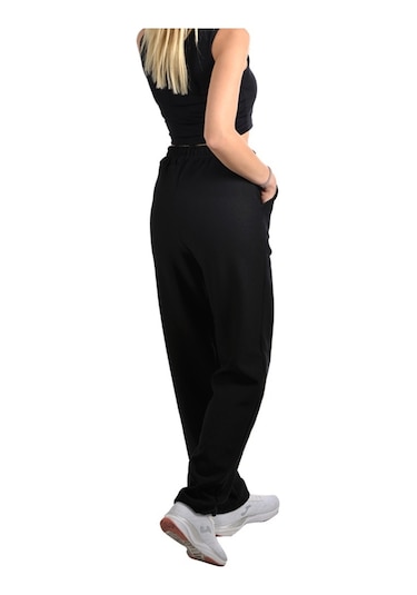 Kadın Siyah Yüksek Bel Basic Eşofman Altı Siyah