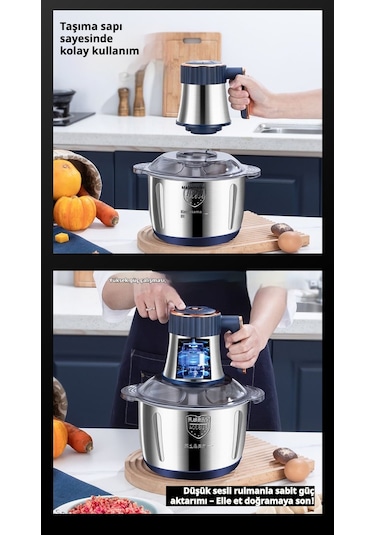 Snapbuy 2lt Paslanmaz Çelik Hazneli Yüksek Güçlü Ev Tipi Kıyma Ve Sebze Doğrayıcı Makine