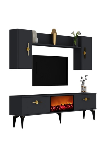 Zennit Şömineli Tv Ünitesi Takımı Antrasit-antrasit