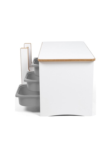 Industrial Living 3 Çekmeceli Çocuk Etkinlik Masası - Beyaz Mdf - Beyaz - Gri