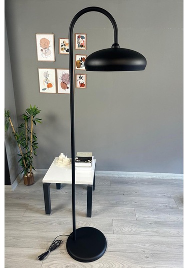 Siyah Lambader Modern Dekoratif Metal Oturma Odası Çalışma Odası Zemin Lambası 6995 Siyah