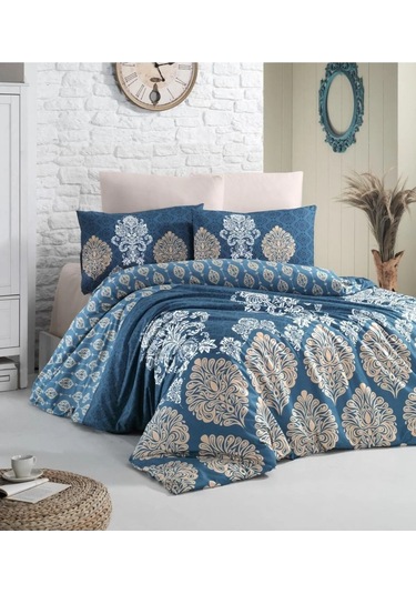 Aytunç Sultan %100 Pamuklu Tek Kişilik Nevresim Takımı 160x22... Lacivert