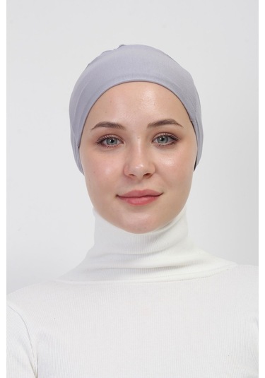 Pratik Dikişsiz Bağlamalı Kaymayan Tesettür Bone Gri