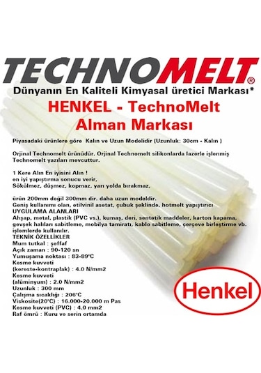Henkel (Alman Markası) Technomelt Sıcak Silikon Kalın Şeffaf Mum (432318073)