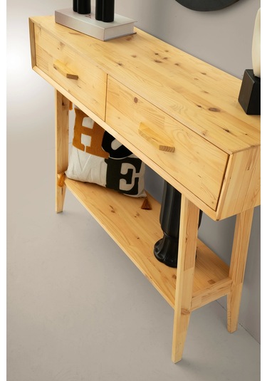 Ahşap Natural 2 Çekmeceli 1 Raflı Dresuar Naturel Naturel