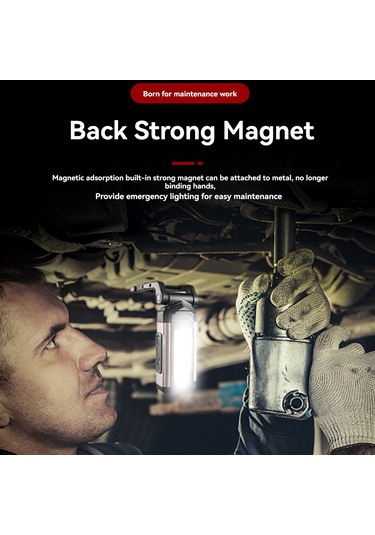 Dofolink Usb Şarjlı Cob Led Tamir Işığı, Manyetik Kanca, 5 Aydınlatma Modu, Ipx6 Su Geçirmez, Gümüş 2 M