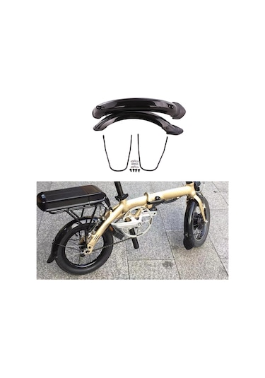 Dayanıklı Katlanır Bisiklet Çamurluk 12/14 'tekerlekli Bisiklet Ön Arka Çamurluk Seti Siyah