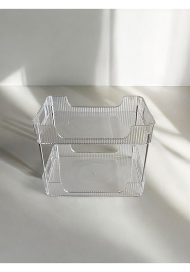 Morponi İki Katlı Organizer- Makyaj Organizeri - Ofis, Banyo Düzenleyici Şeffaf