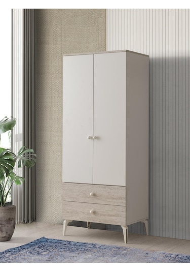 Petra 2 Kapaklı Aynalı Elbise Dolabı Gardrop 120x55x200