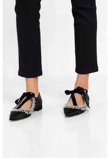 Zenneshoes Eloura Kadın Taşlı Abiye Babet siyah